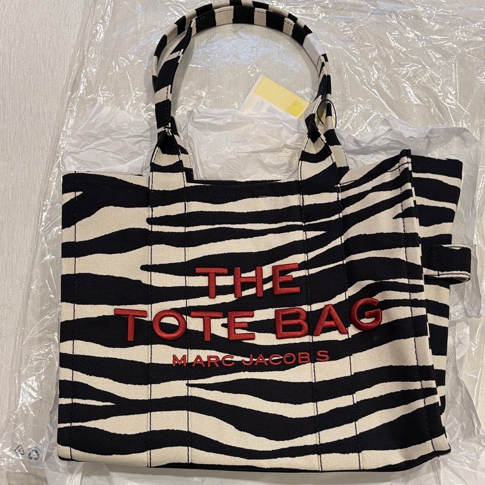 Marc Jacobs Zebra Stripe Tote Bag - Black, White, and Red